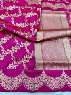 ranipink pure katan silk banarasi handloom handwoven kadhwa jangla sarees
