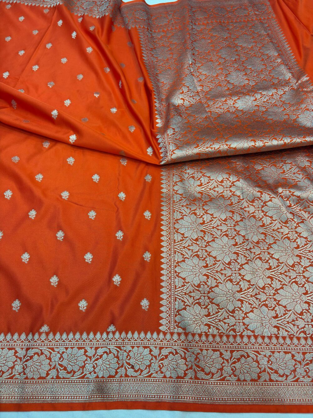 orange mashroo silk banarasi sarees