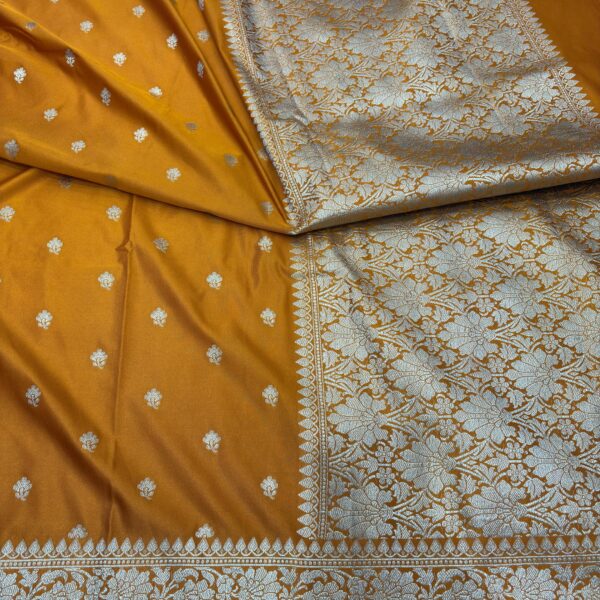 mustard gold mashroo silk banarasi sarees