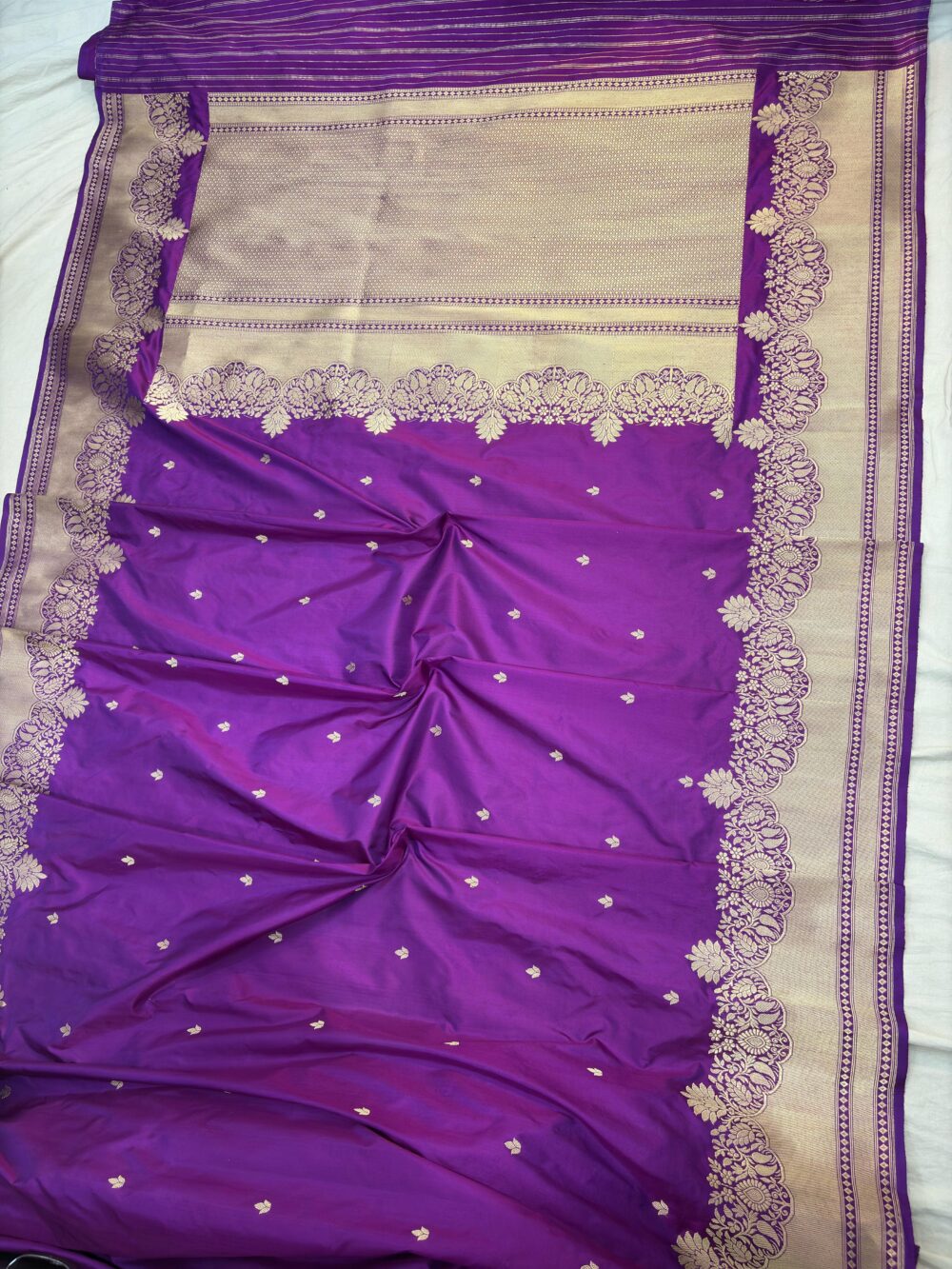 purple pure katan silk banarasi handloom handwoven kadhwa sarees - Image 2