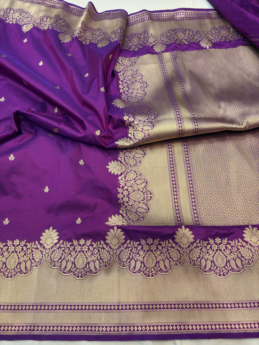 purple pure katan silk banarasi handloom handwoven kadhwa sarees