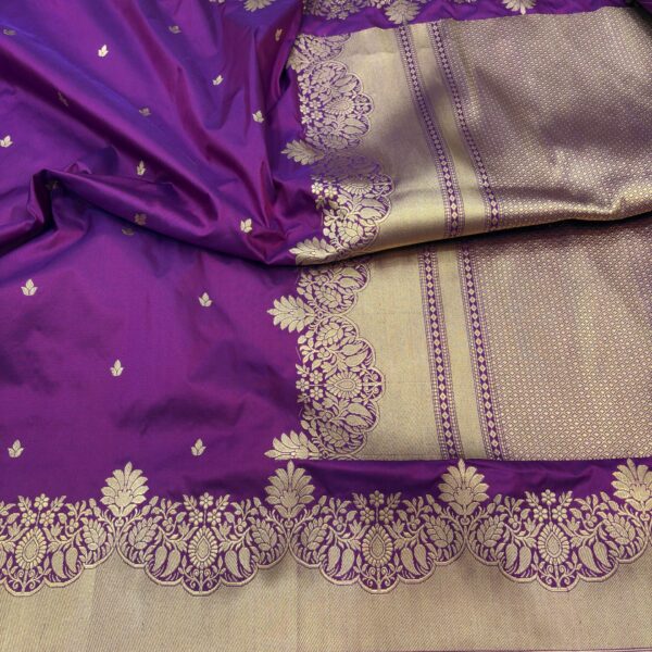 purple pure katan silk banarasi handloom handwoven kadhwa sarees