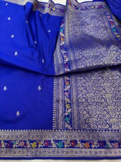 royal blue pure double katan silk banarasi handloom handwoven kadhwa sarees