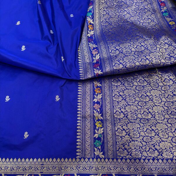 royal blue pure double katan silk banarasi handloom handwoven kadhwa sarees