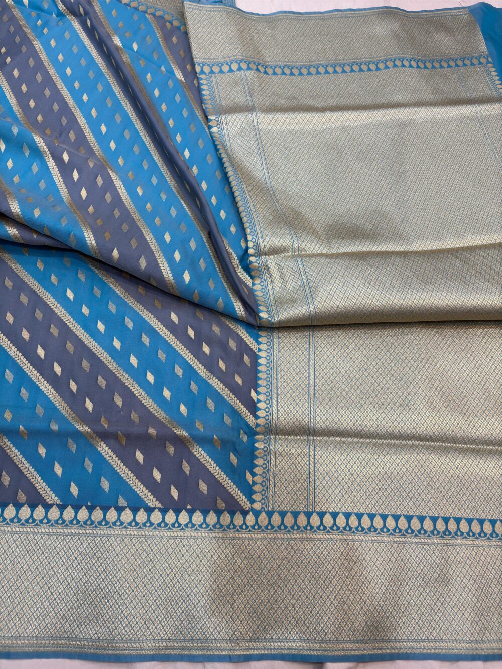 powder blue rangkat katan silk banarasi sarees