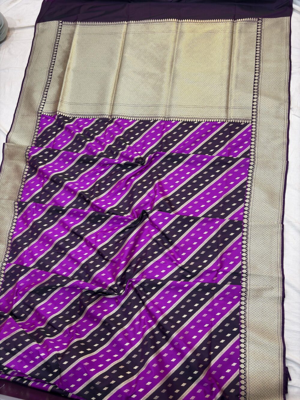 majanta with pink rangkat katan silk banarasi sarees - Image 2
