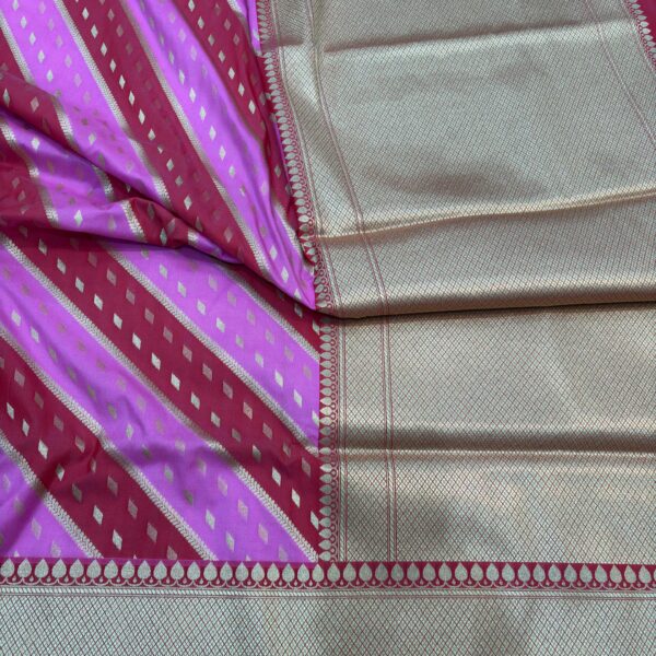 red with pink rangkat katan silk banarasi sarees