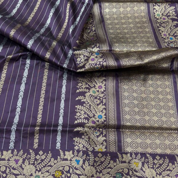 greay pure double katan silk banarasi handloom handwoven kadhwa sarees