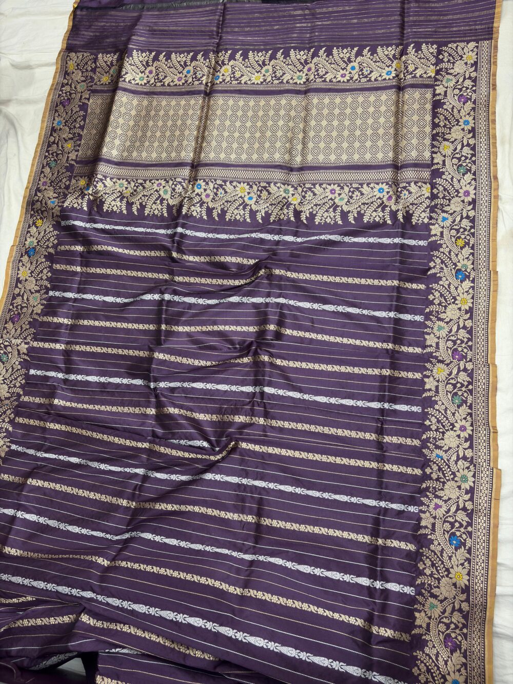 greay pure double katan silk banarasi handloom handwoven kadhwa sarees - Image 2