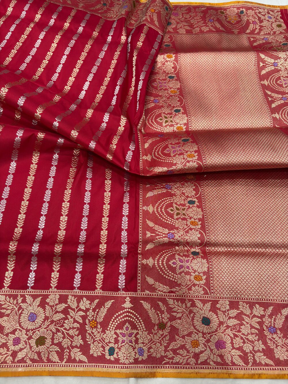 red pure katan silk banarasi handloom handwoven kadhwa sarees