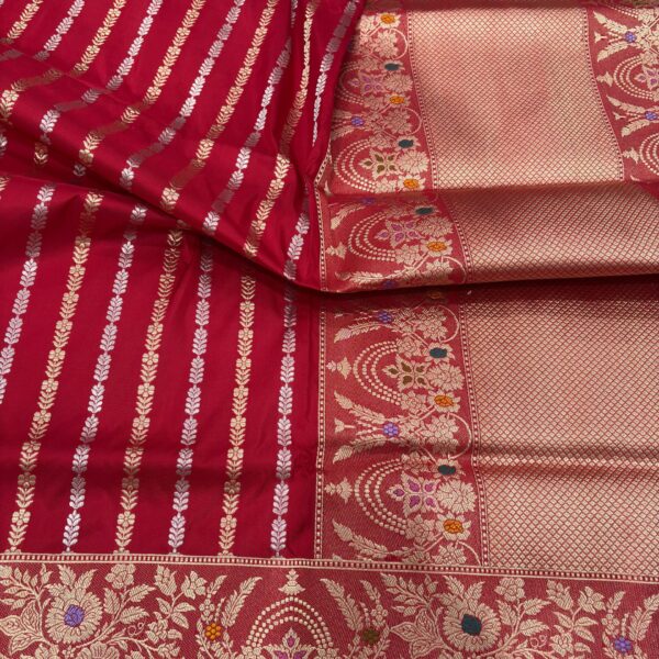 red pure katan silk banarasi handloom handwoven kadhwa sarees