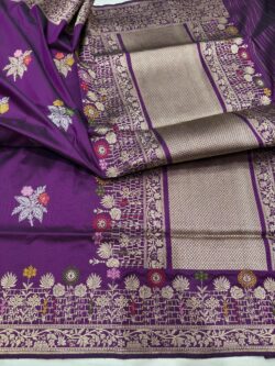 majanta purple pure katan silk banarasi handloom handwoven kadhwa sarees
