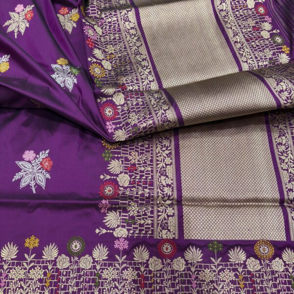 majanta purple pure katan silk banarasi handloom handwoven kadhwa sarees