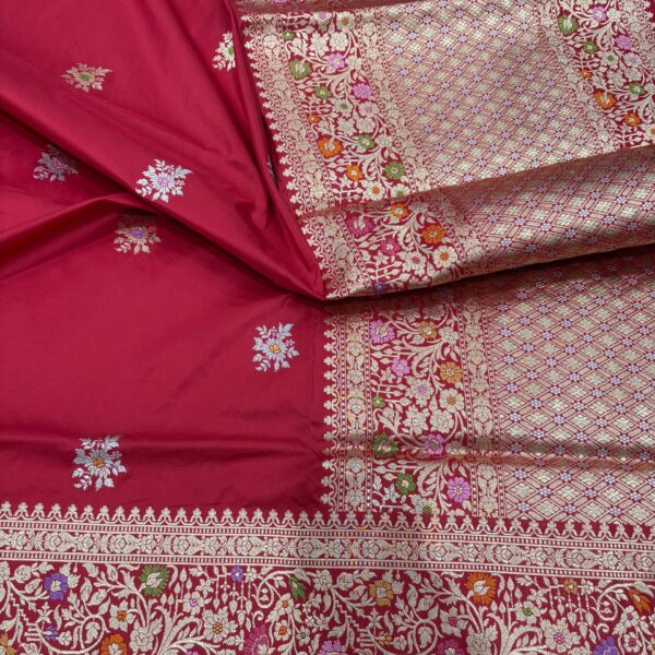 red pure katan silk banarasi handloom handwoven kadhwa sarees,
