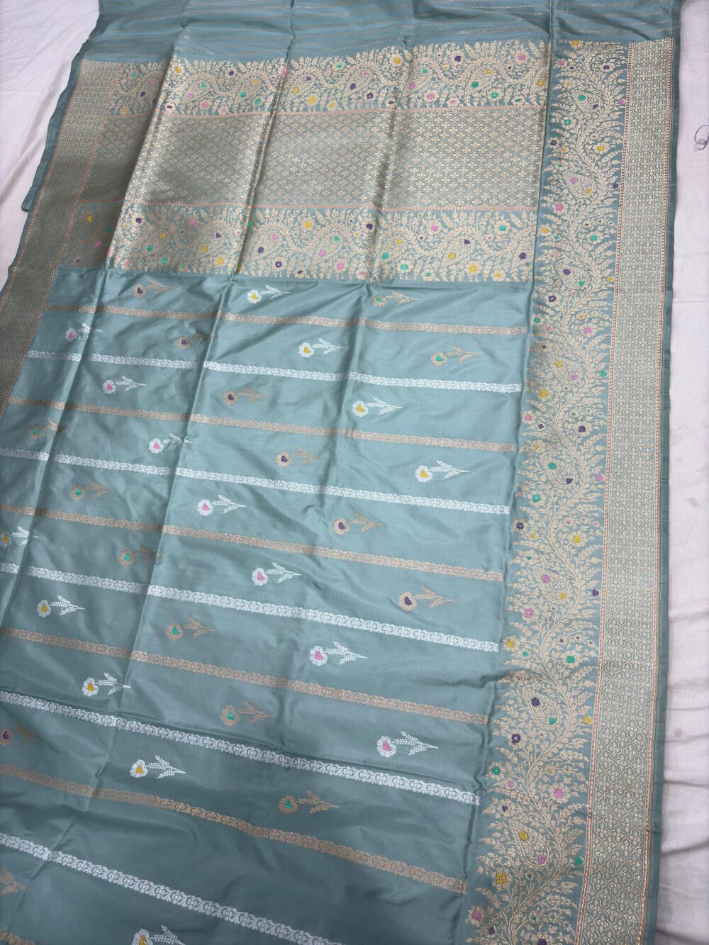 pastel shade pure katan silk banarasi handloom handwoven kadhwa sarees - Image 2