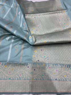 pastel shade pure katan silk banarasi handloom handwoven kadhwa sarees