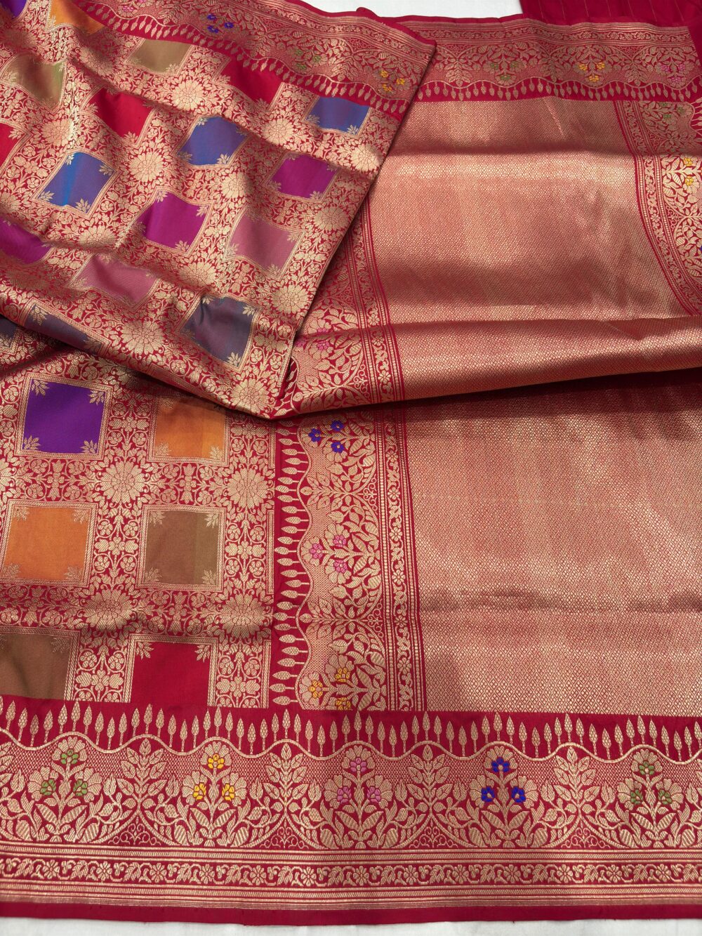 red rangkat pure katan silk banarasi handloom handwoven kadhwa sarees