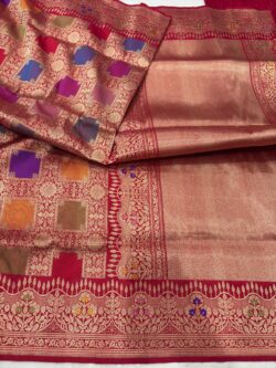 red rangkat pure katan silk banarasi handloom handwoven kadhwa sarees