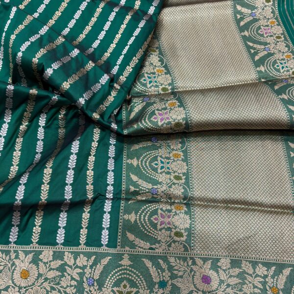 green pure katan silk banarasi handloom handwoven kadhwa sarees