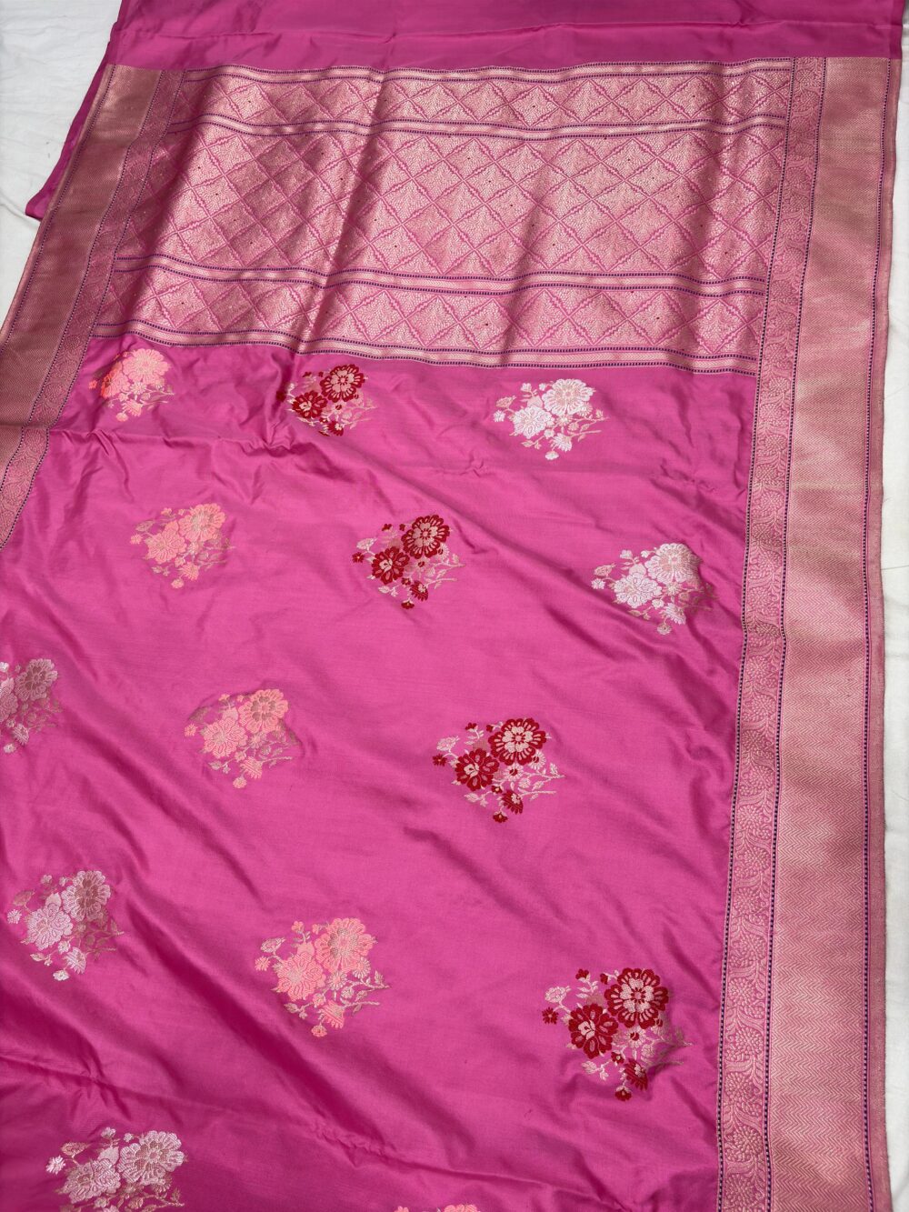 onion pink iktara pure katan silk banarasi handloom handwoven kadhwa sarees - Image 2