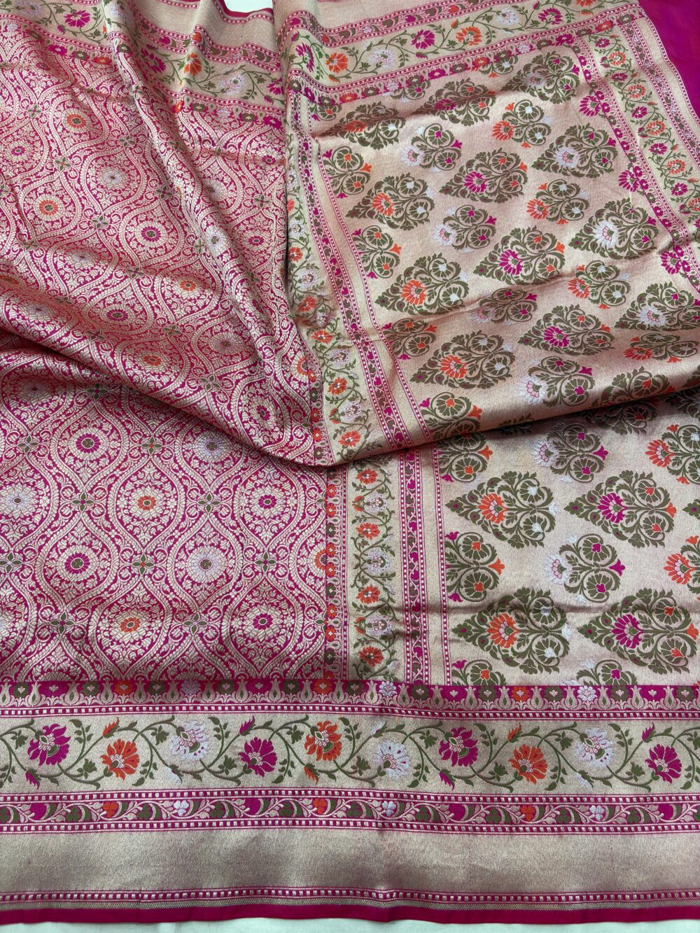 ranipink pure katan silk banarasi handloom handwovn brocade sarees