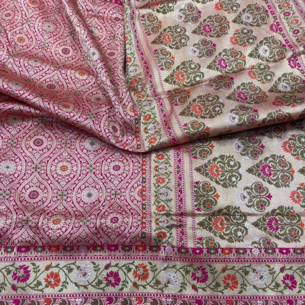 ranipink pure katan silk banarasi handloom handwovn brocade sarees
