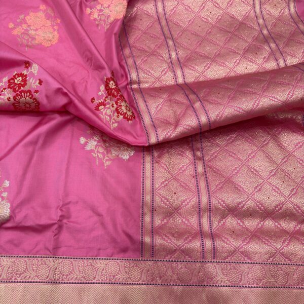 onion pink iktara pure katan silk banarasi handloom handwoven kadhwa sarees