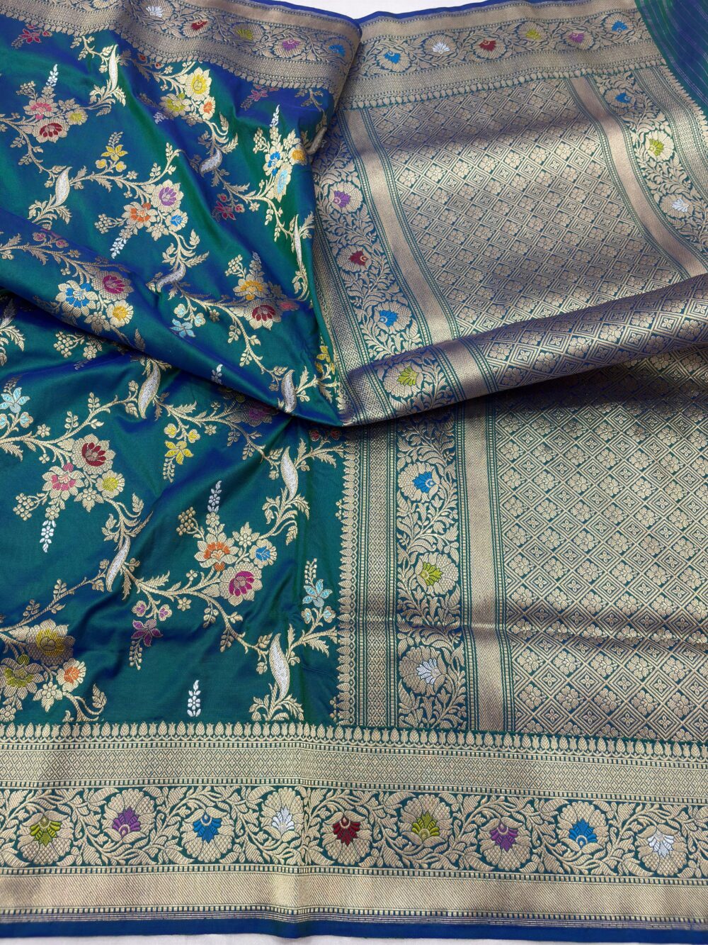 doual shade pure katan silk banarasi handloom handwoven kdhawa sarees
