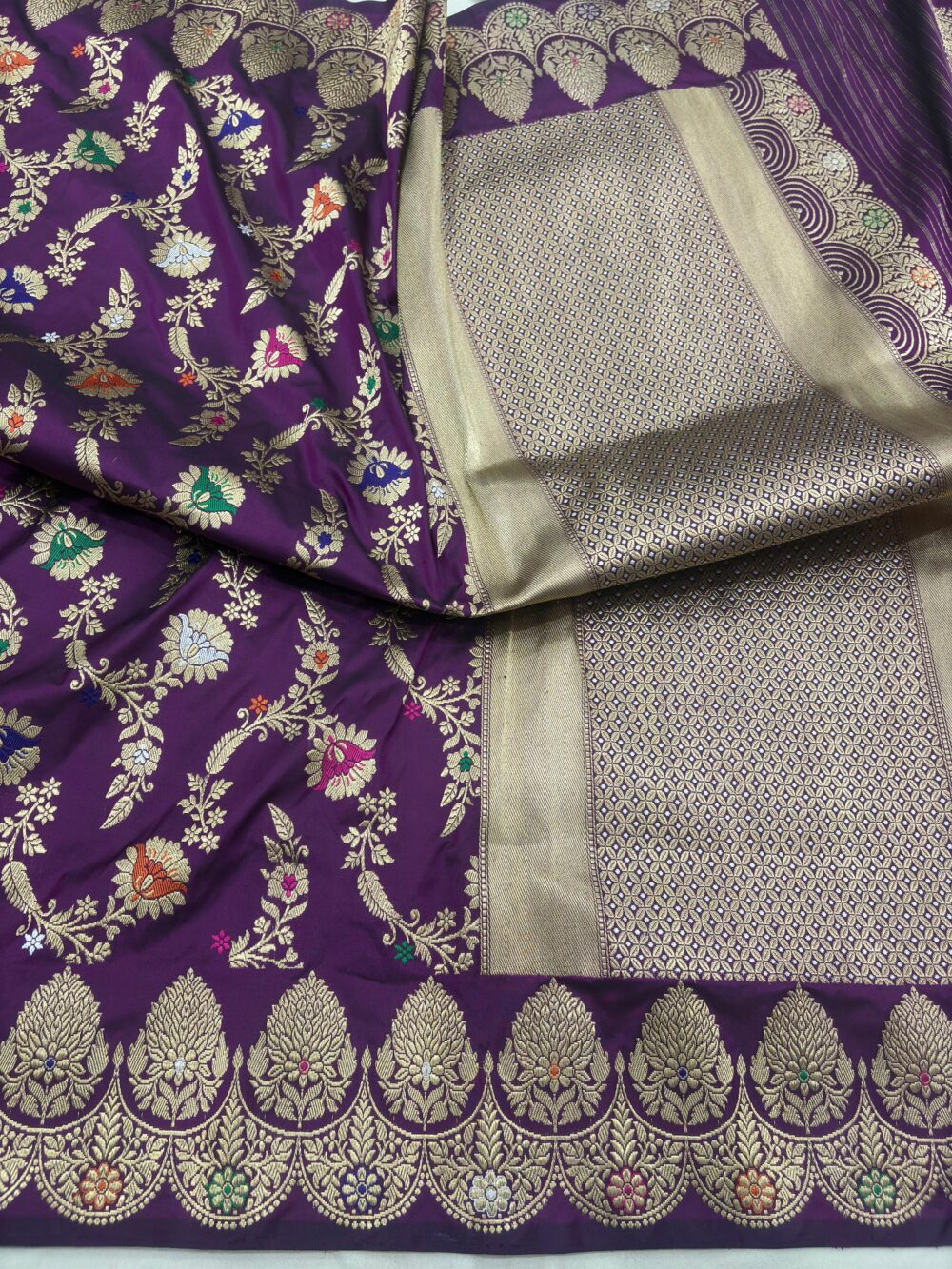 burgundy colour pure katan silk banarasi handloom handwoven kadhwa sarees