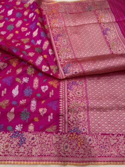 ranipink pure katan silk banarasi handloom handwoven kadhwa sarees