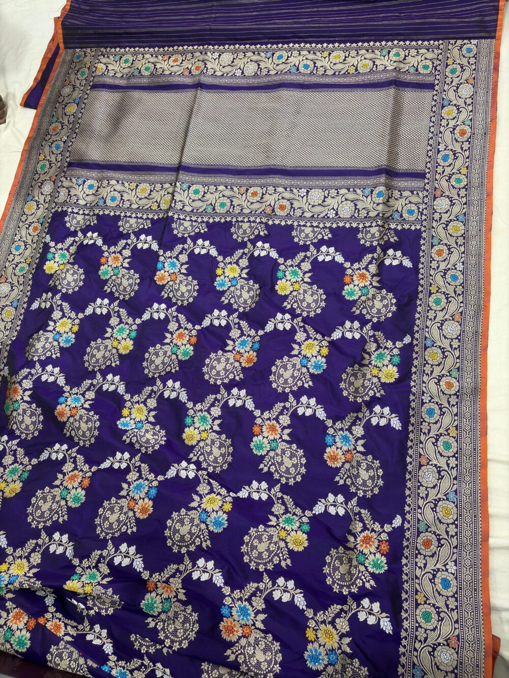 purple colour pure katan silk banarasi handloom handwoven kadhwa sarees - Image 2