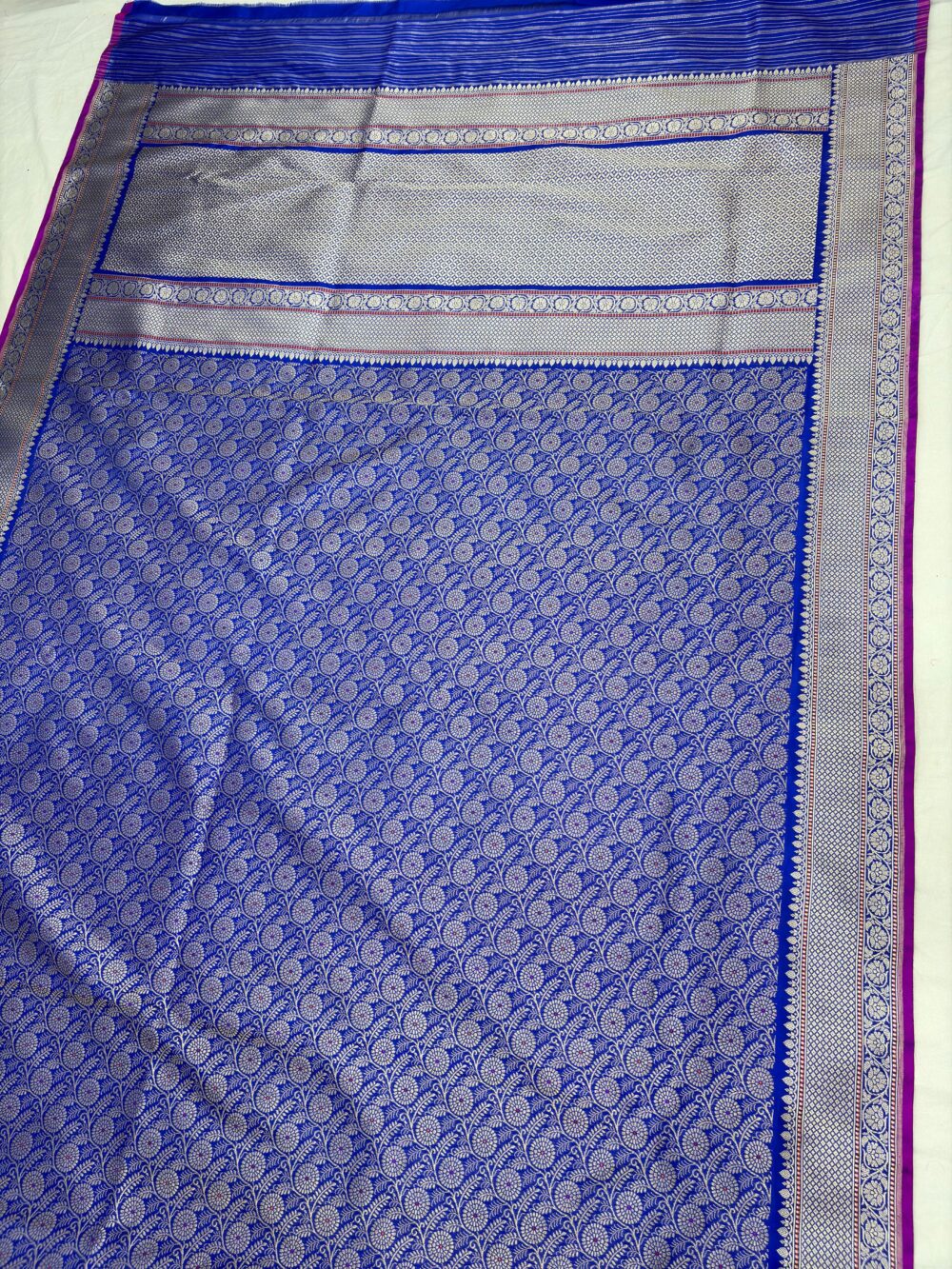 royal blue pure katan silk banarasi handloom handwovn brocade sarees - Image 2