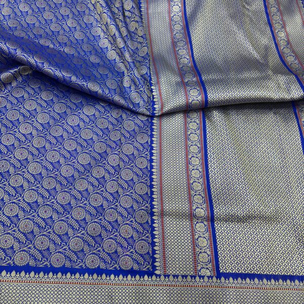 royal blue pure katan silk banarasi handloom handwovn brocade sarees
