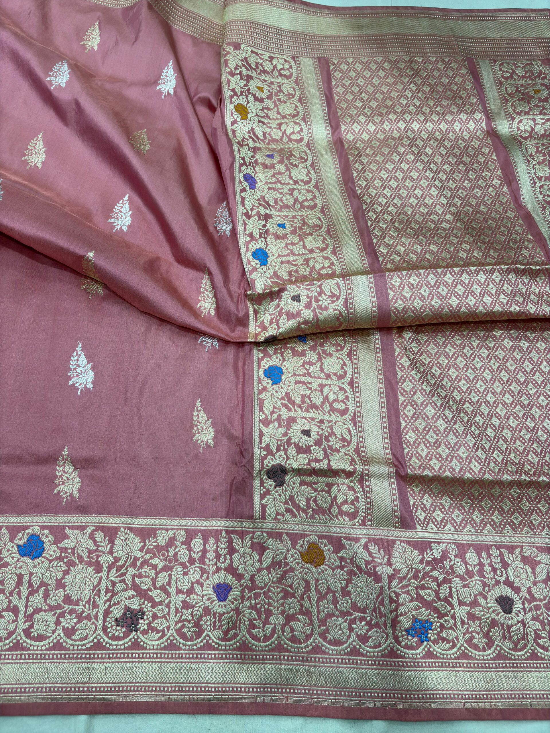 pastel shade pure katan silk banarasi handloom handwoven kadhwa sarees