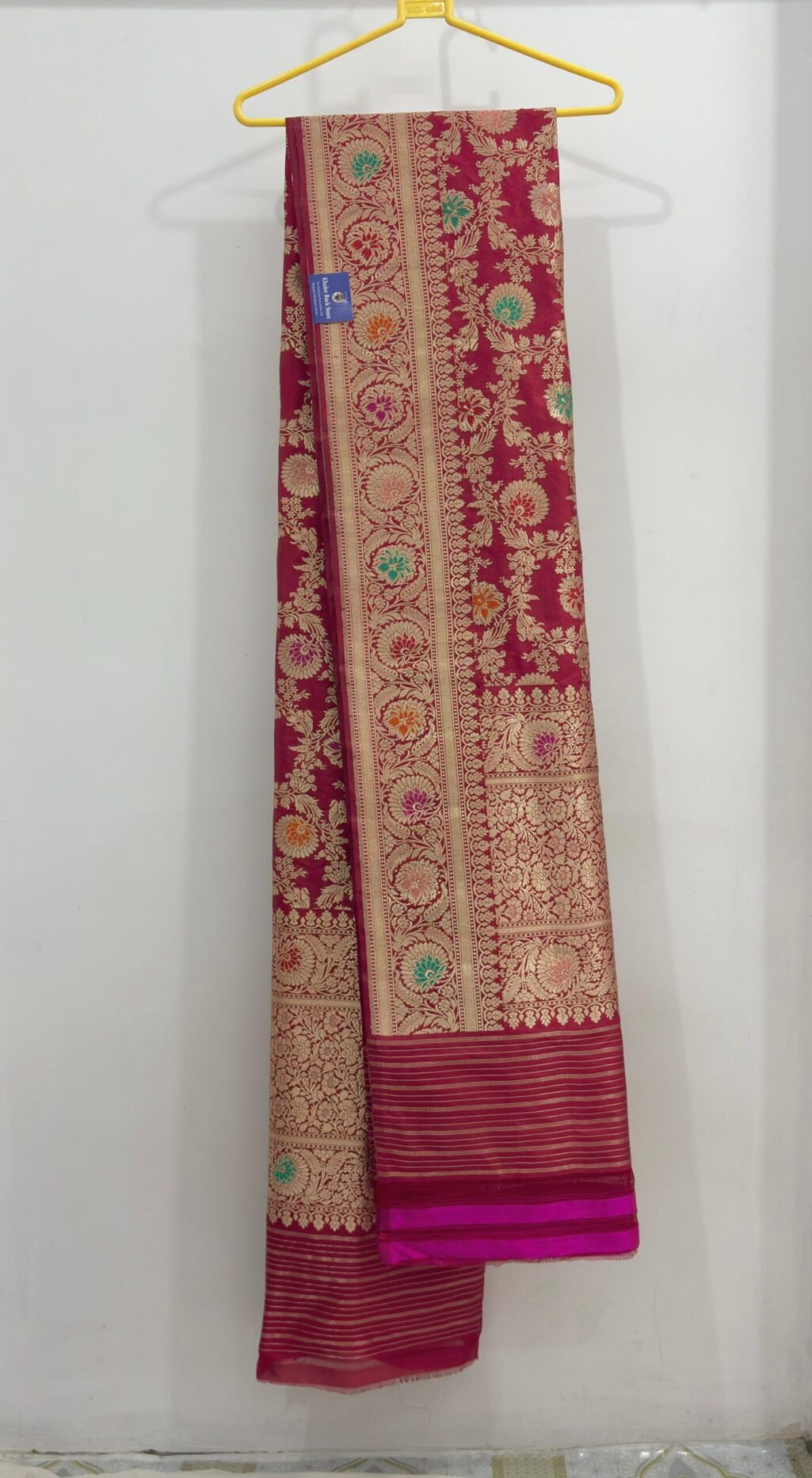 red pure katan silk banarasi handwoven kadhwa jangla dupatta