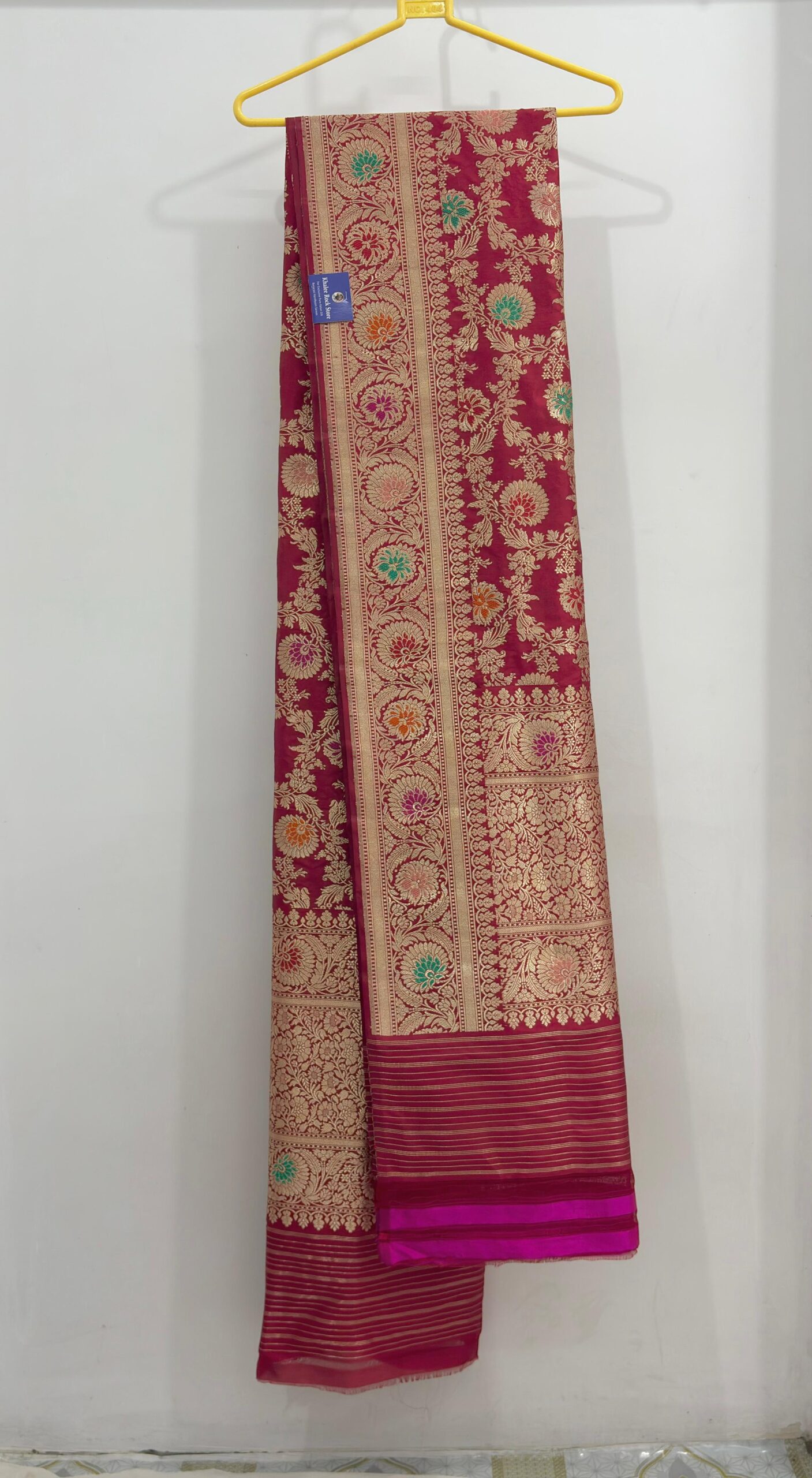red pure katan silk banarasi handloom handwoven kadhwa dupatta