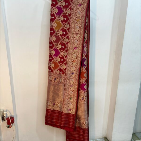 red rangkat dupatt pure katan silk banarasi handloom handwoven