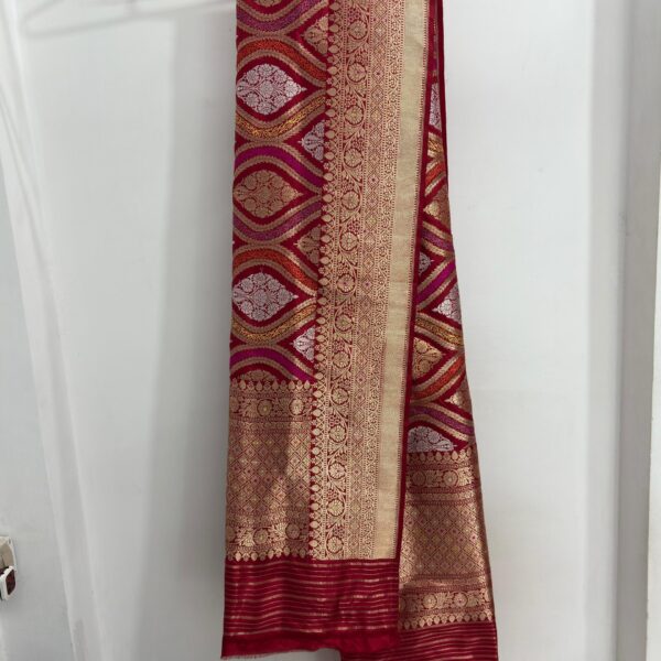 red rangkat dupatt pure katan silk banarasi handloom handwoven