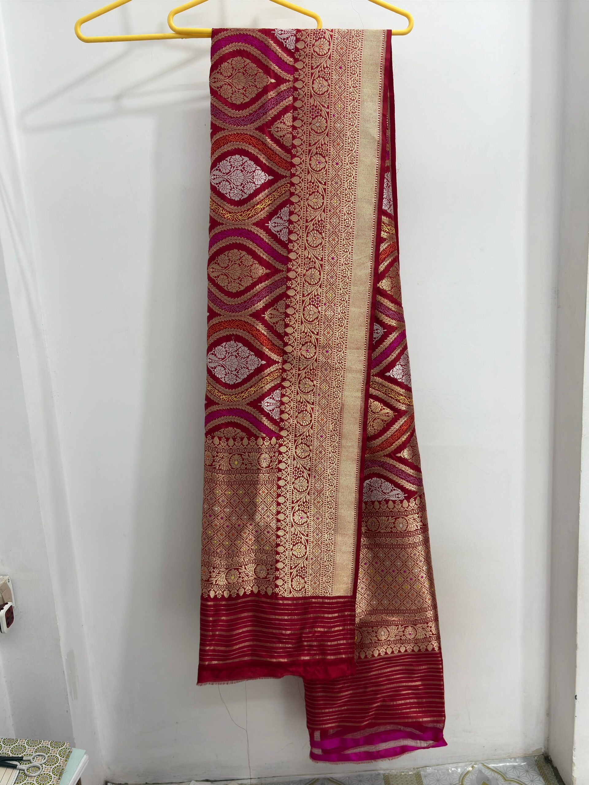 red rangkat dupatt pure katan silk banarasi handloom handwoven