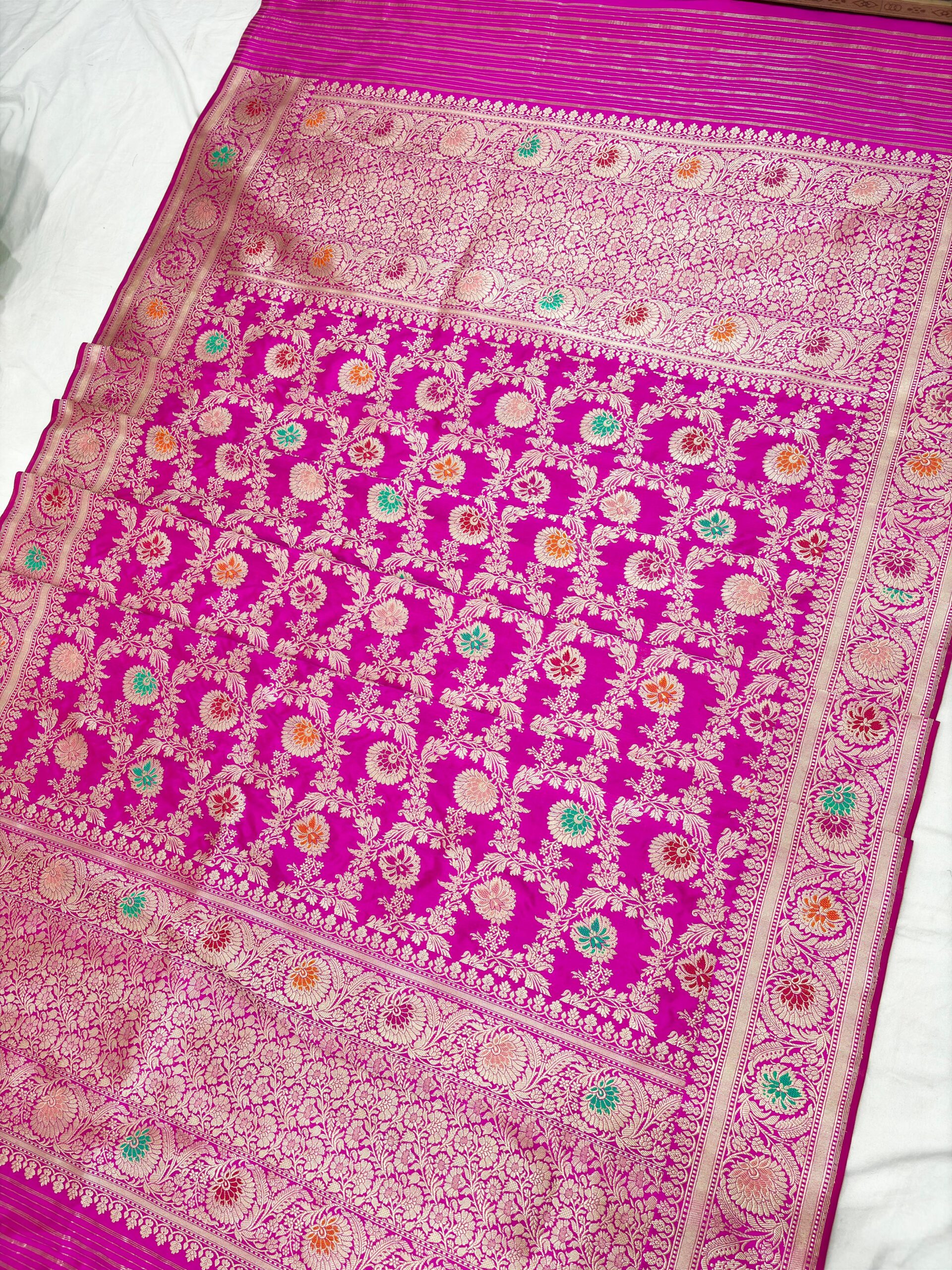 ranipink pure katan silk banarasi handloom handwoven kadhwa dupatta - Image 2