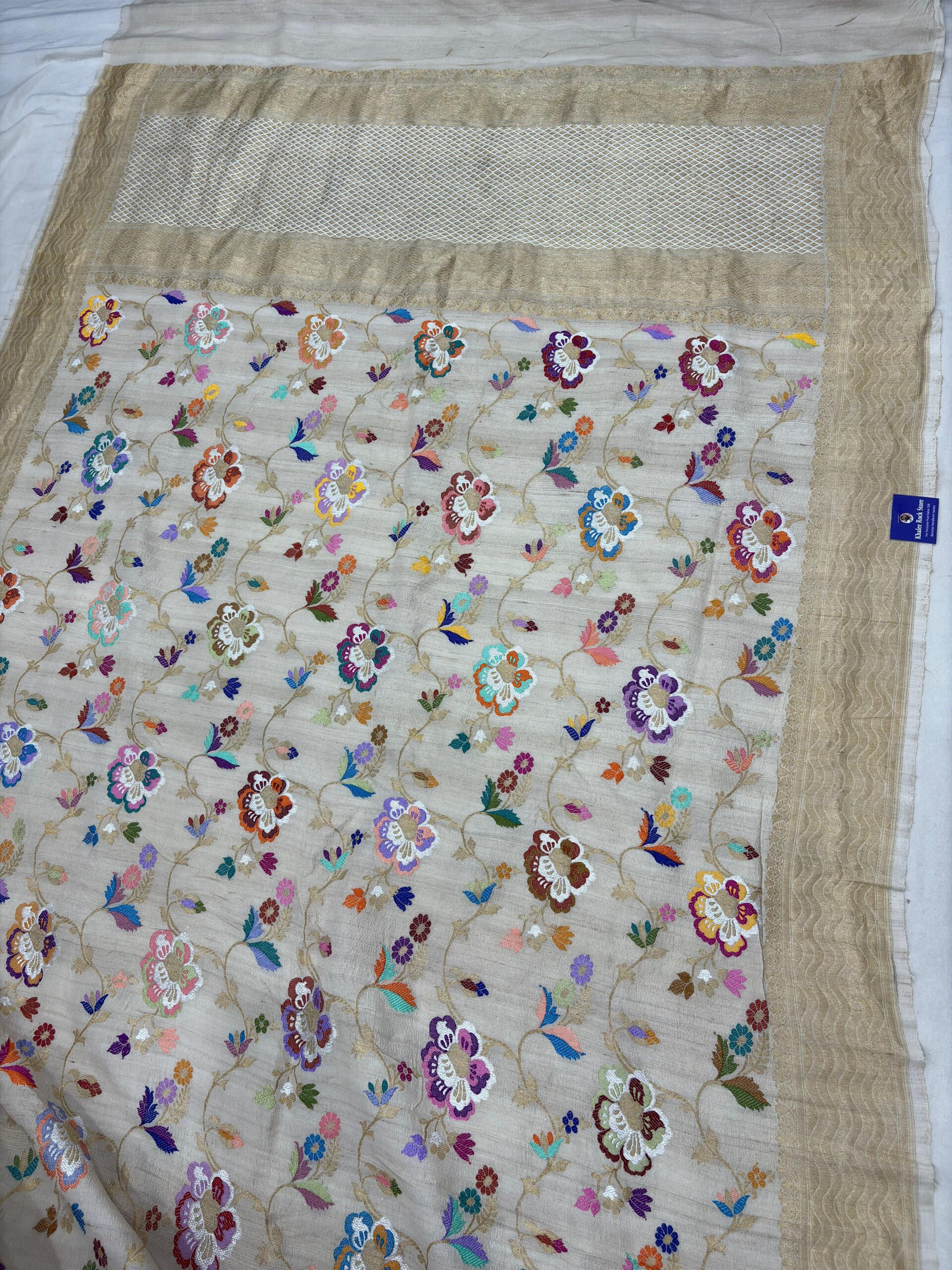 natural pure tassar silk banarasi handloom handwoven kadhwa sarees - Image 2