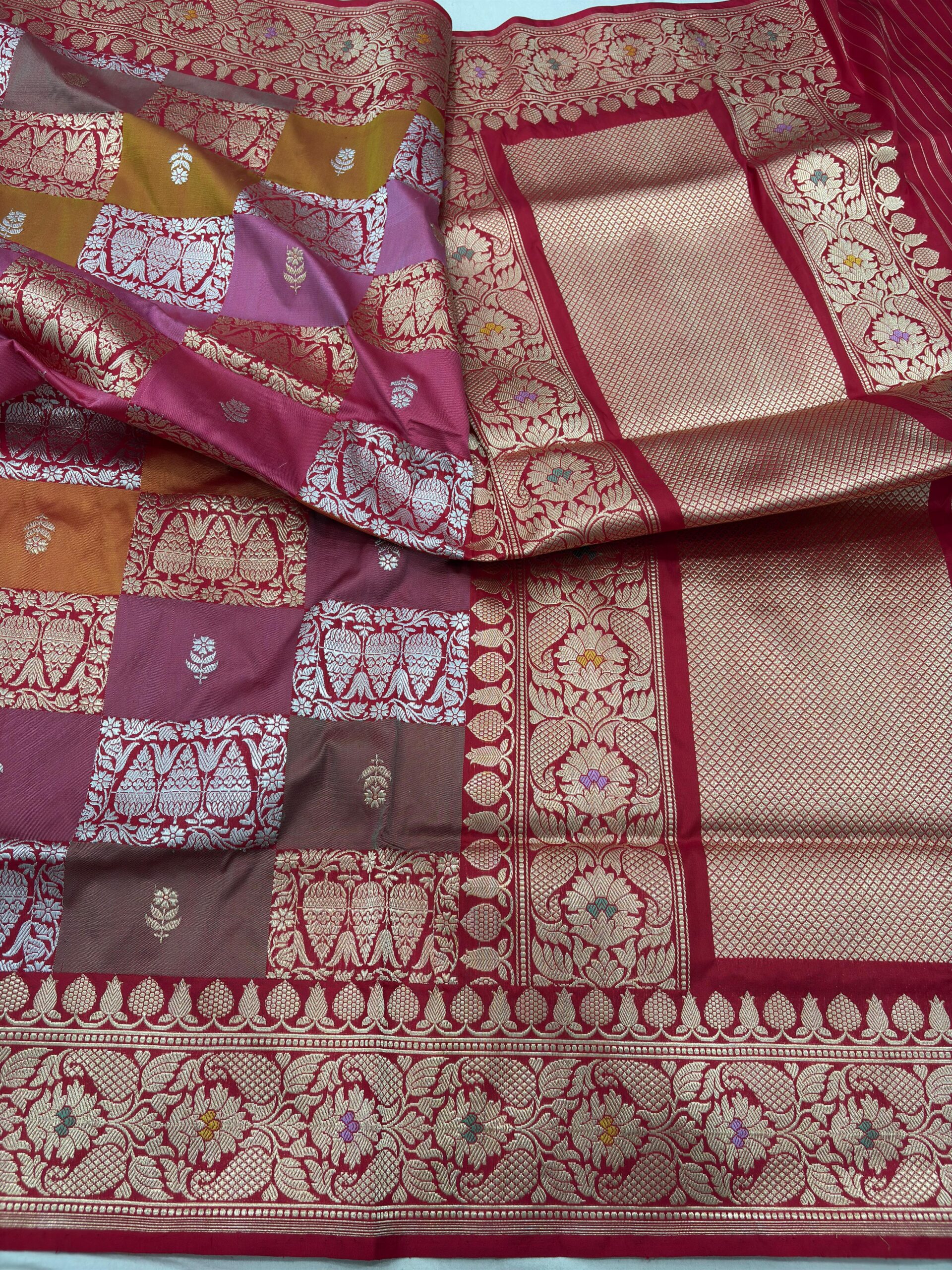 red rangkat pure katan silk banarasi handloom handwoven kadhwa sarees