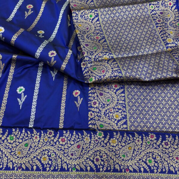 royal blue pure katan silk banarasi handloom handwoven kadhwa sarees
