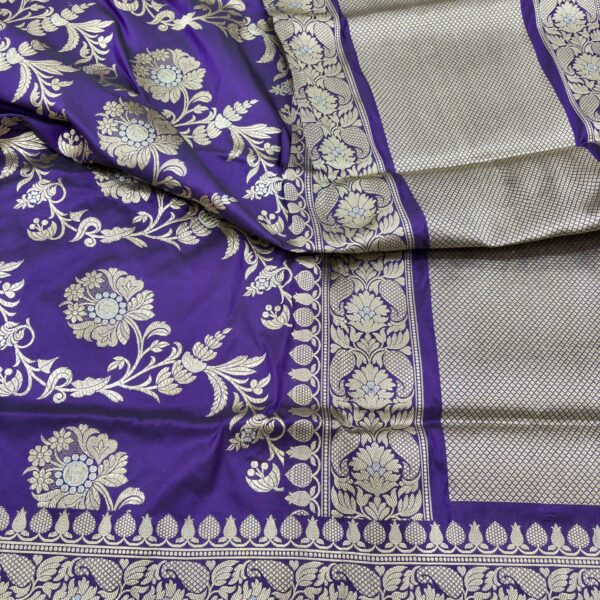 purple colour pure katan silk banarasi handloom handwoven kadhwa sarees