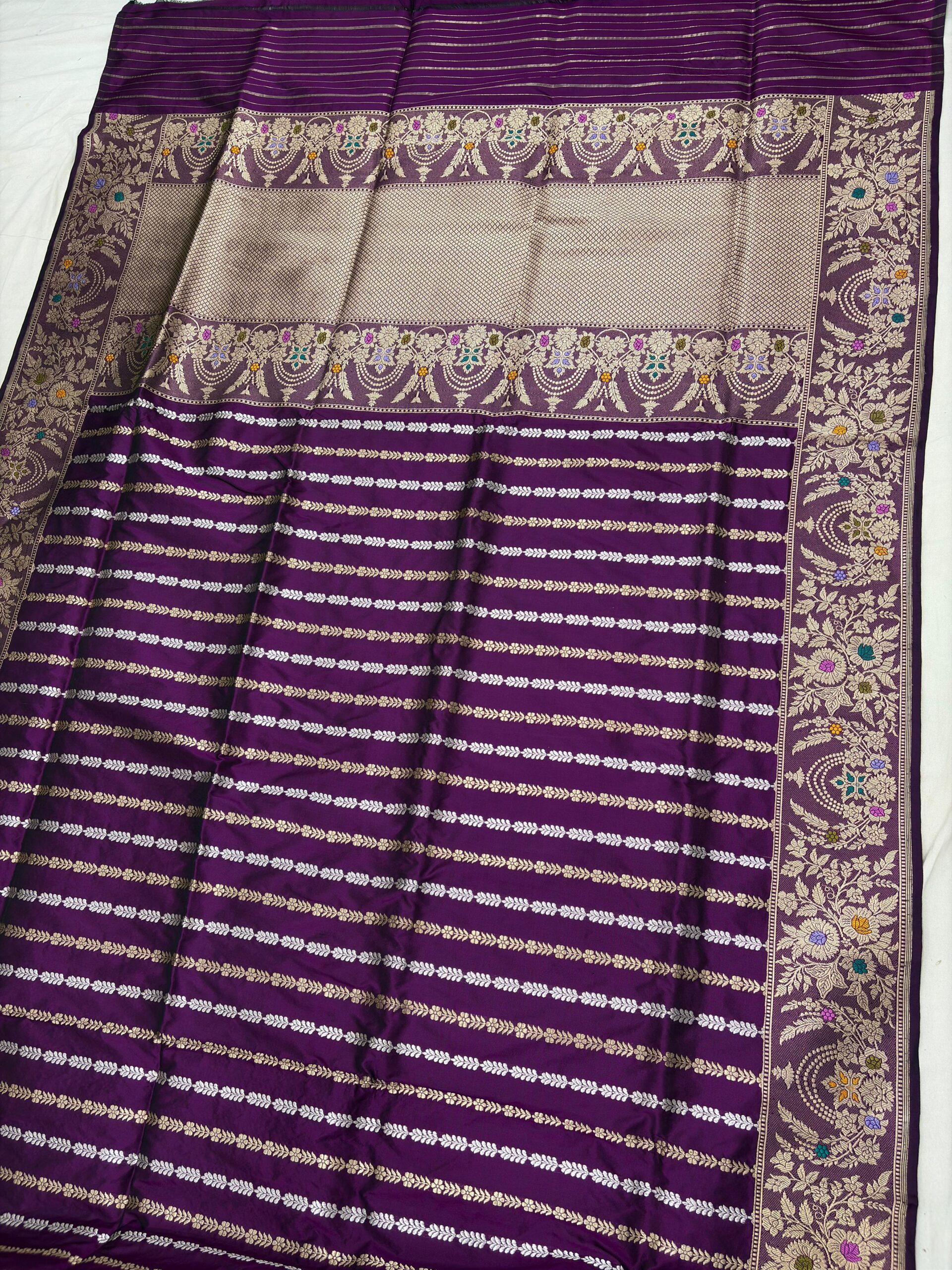 majanta shade pure katan silk banarasi handloom handwoven sarees - Image 2