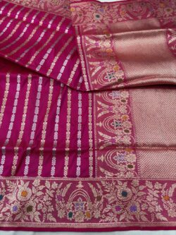 ranipink shade pure katan silk banarasi handloom handwoven sarees