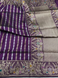 majanta shade pure katan silk banarasi handloom handwoven sarees
