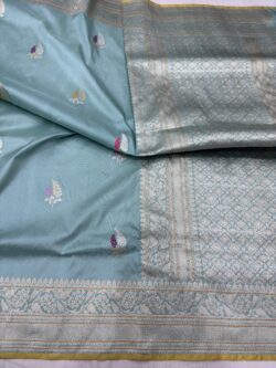 pastel shade pure katan silk banarasi handloom handwoven sarees