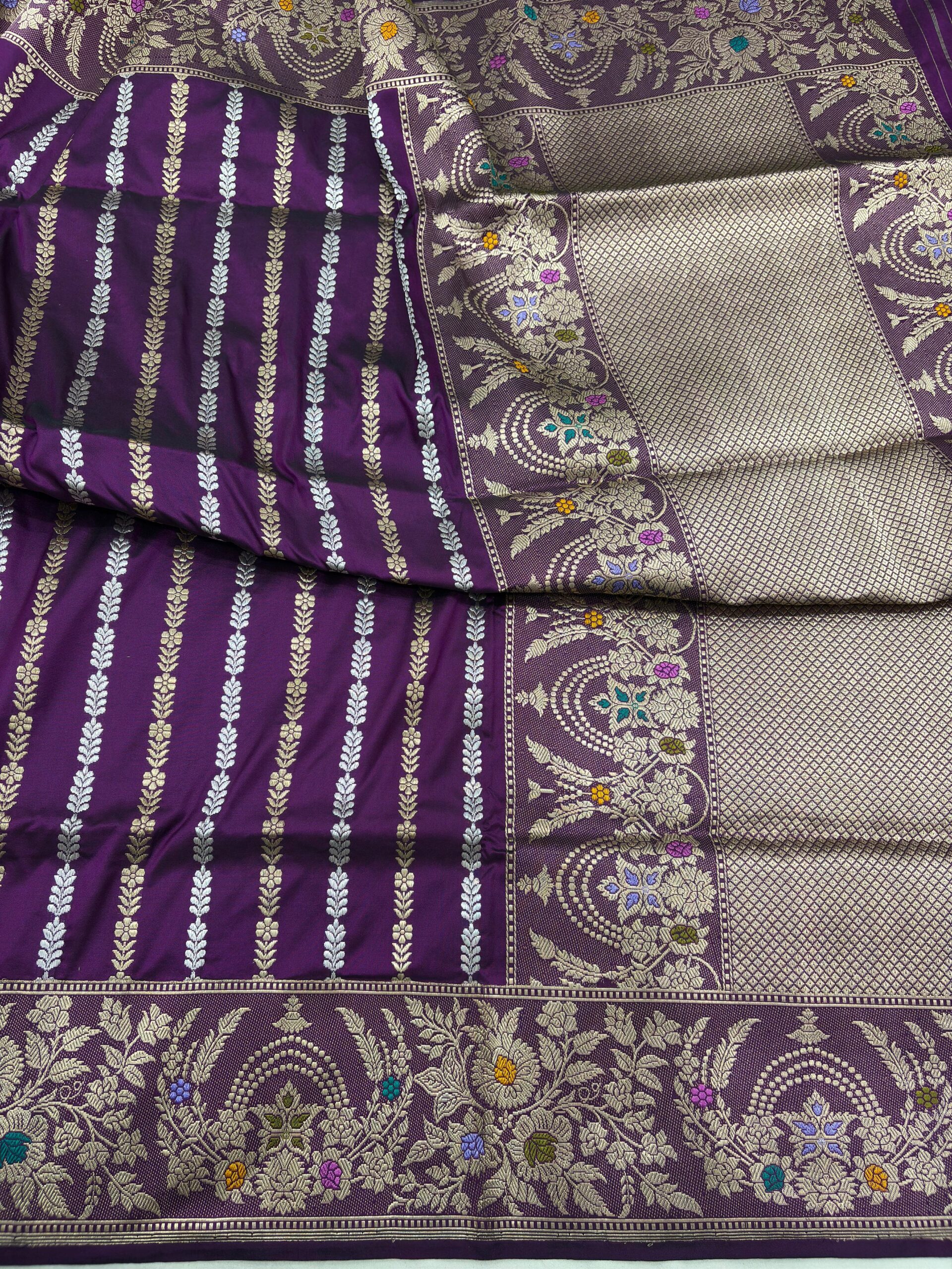 majanta shade pure katan silk banarasi handloom handwoven sarees