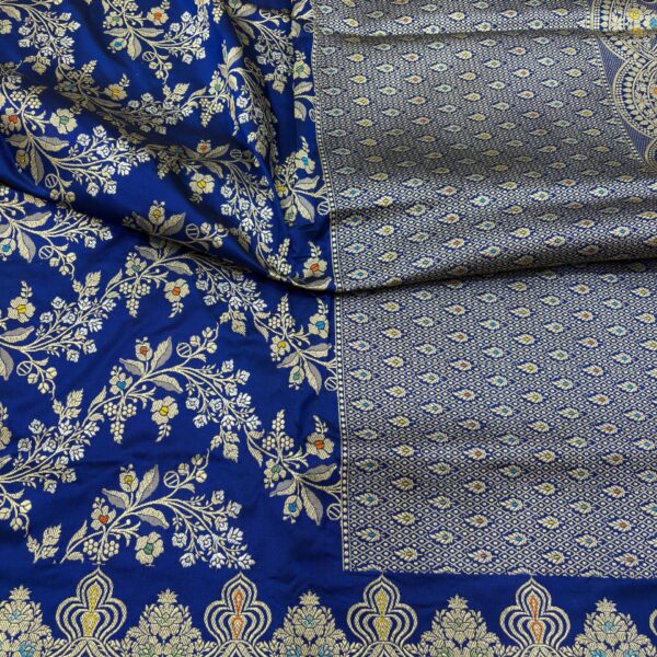 royal blue pure katan silk banarasi handloom handwoven kadhwa sarees